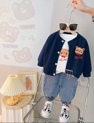 تصویر ست سه تیکه با ژاکت سرمه ای پسرانه وارداتی مناسب 1.5 تا 5سال - سایز۳ 