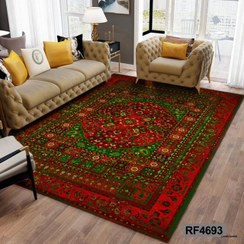 تصویر روفرشی مخمل کشدار طرح سنتی قرمز و سبز سایز ۱۲ متر 