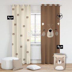 تصویر پرده اتاق کودک طرح خرسی رنگ نود 