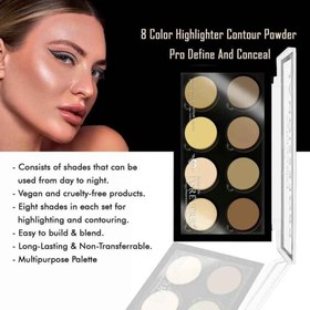 تصویر پالت کانتور و هایلایتر آرت اسکین مدل 4d slim face Contour palette and highlght and bronze art skin model 4d slim face