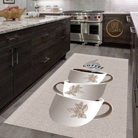 تصویر فرشینه آشپزخانه طرح سه فنجان قهوه kitchen rug 059