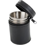 تصویر ست شات قهوه استیل ۴ عددی با کیف چرمی 