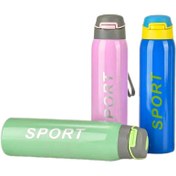 تصویر قمقمه فلاسک استیل نی دار تک رنگ طرح sport 