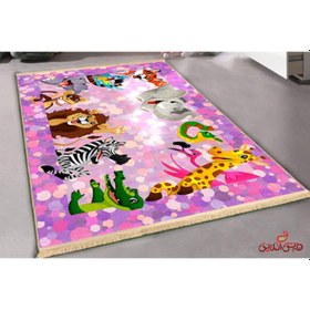 تصویر فرش ماشینی کودک کلاریس طرح حیوانات کد 100208 