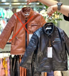 تصویر کت چرم آستردار باکیفیت - ۹سال: قدکت۵۸، پهنا۴۵، آستین از خط سرشونه۴۹ / مشکی 