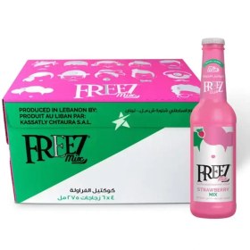 تصویر آبمیوه گازدار توت فرنگی فریز میکس 275 میلی لیتر باکس 24 عددی freez mix strawberry 275 ml