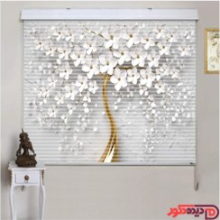 تصویر پرده زبرا شب و روز گل شکوفه کد AZD-01 