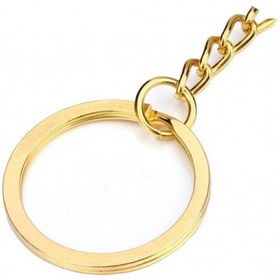 تصویر حلقه و زنجیر سرکلیدی تخت 28 میل با اتصال دایره (نقره ای و طلایی) 