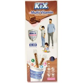 تصویر نی شیر مولتی ویتامین شکلاتی کیکس kix مقدار 8 عددی 