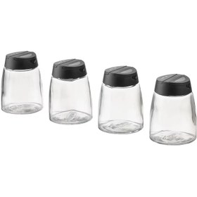 تصویر جای ادویه ایکیا IKEA 365+ IHARDIG بسته 4 عددی spice jar, glass/black, 15 cl, 4 pack