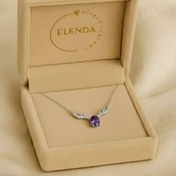 تصویر گردنبند زنانه گوزن نقره ایتالیایی با سنگ سواروفسکی بنفش ظرافت و درخشش خاص 