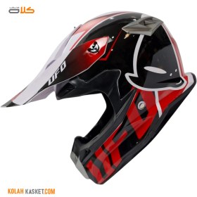 تصویر کلاه کاسکت کراسی مشکی قرمز طرح UFO Black red UFO design cross helmet