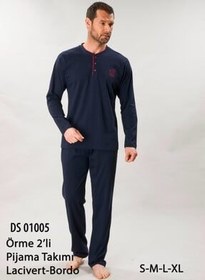 تصویر ست پیژامه مردانه 2 مجموعه لباس خواب بلند بازوی D'S Damat 