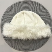 تصویر کلاه روسی بافت دخترانه شیری 