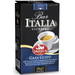 تصویر پودر قهوه ساکوئلا ایتالیا گرن گوستو آبی 250 گرمی Saquella Italia Gran Gusto Espresso Ground Coffee 