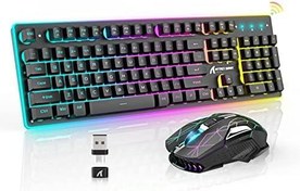 Wireless Keyboard and Mouse, WisFox Full-Size Wireless Mouse and Keyboard  Combo, 2.4GHz Silent USB Wireless Keyboard Mouse Combo for PC Desktops