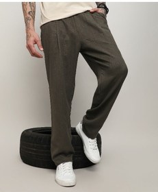 تصویر شلوار مردانه سبز ارتشی ساده و دوخته شده برند campus sutra Men's Army Green Solid Tailored Trousers