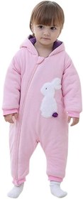 تصویر Sharemen Baby Boys Girls Thicker Grid Jumpsuit Hoodie Romper Outfit Bodysuit (0-6Months, Pink3) 