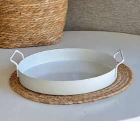 تصویر سینی فلزی گرد طرح ایکیا- رنگ سفید 