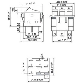 تصویر کلید راکر چراغ دار سه پل مناسب بخاری برقی ROCKER SWITCH