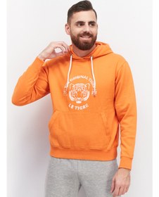 تصویر سویشرت کلاه‌دار آستین بلند مردانه برند، نارنجی برند le tigre Men Brand Logo Long Sleeve Hooded Sweatshirt, Orange