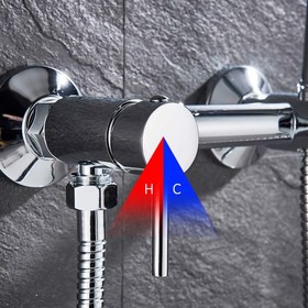 تصویر ست شیر توالت میکس آب سرد و گرم به همراه شاتاف و شلنگ - استیل Hot and cold water mix toilet faucet set with faucet and hose