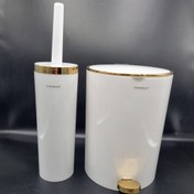 تصویر ست سطل و برس خود رنگ کنتراست رنگ سفید طلا سطل پدال دار دارای آرام بند(ارسال رایگان) 