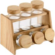 تصویر جا ادویه ای ۶ تایی درب چوبی 