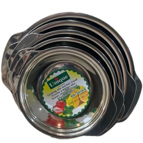 تصویر لگن دسته دار یونیک لایف پنج تکه اصلی آهنربا نگیر ضخیم Unique Life Stainless Steel Thick Magnetic-Free Five-Piece Handled Bowls