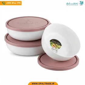 تصویر ست ۳ عددی کاسه آرکوپال گلدن اُپال درب دار رنگ صورتی 