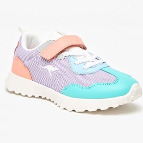 تصویر کفش ورزشی دخترانه با طراحی رنگی و بسته شدن چسبی برند kangaroos Girl's Colourblock Sports Shoes with Hook and Loop Closure