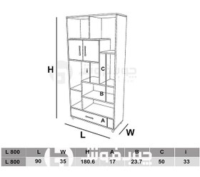 تصویر کتابخانه مدرن کشودار مدل L800 