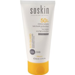 تصویر کرم ضدآفتاب بی رنگ با SPF50 مناسب پوست مختلط و چرب حجم 50 میلی لیتر ساسکین Soskin SPF50 Sunscreen Cream For Oily Skin 50 ml