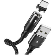 تصویر کابل شارژ مگنتی مغناطیسی USB به micro USB با شدت جریان 2.4 آمپر، برند ریمکس مدل Smart ZIGIE 102m با سری های آلمینیومی led دار ، پوشش بیرونی کنفی بافته شده طول 1.2 متر 