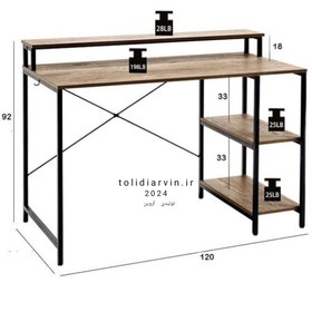 تصویر میز کامپیوتر چوب فلز مدل پریگون Parigoon model wood metal computer desk