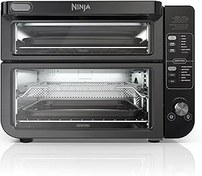 تصویر NINJA DCT402BK 13-in-1 Double Oven with FlexDoor, FlavorSeal &amp; Smart Finish, Rapid Top Oven, Convection and Air Fry Bottom Bake, Roast, Toast, Fry, Pizza More, Black 