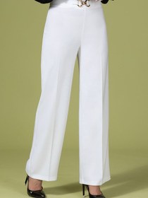 تصویر شلوار پارچه ای زنانه برنس مدل فرانه زیپ مخفی رنگ سفید 