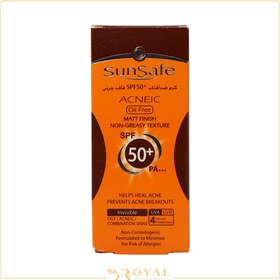 تصویر کرم ضد آفتاب آنتی آکنه سان سیف بی رنگ فاقد چربی SPF50 Sunsafe Sunblock Cream invisible Oil Free SPF50