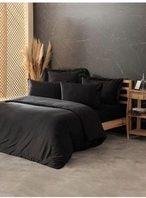 تصویر کاور لحاف دو نفره چند رنگ سرویس روتختی جعبه پنبه ای ابریشمی Ipek Double Duvet Cover Set مشکی Clasy 