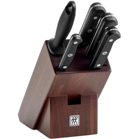 تصویر سرویس چاقو ۶ پارچه با استند تیره زولینگ مدل گورمت ZWILLING Gourmet Knife Block, Set of 6 