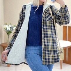 تصویر کاپشن چهارخونه داخل خز 