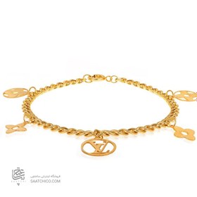 تصویر دستبند طلا با زنجیر کارتیر و پلا های طرح لویی ویتون کد CB426 