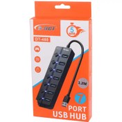تصویر هاب USB 3.0 دی نت مدل DT-480 با ۷ پورت و کلید دار 