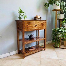 تصویر کنسول چوبی روستیک دکور مدل کافی بار خانگی wooden console