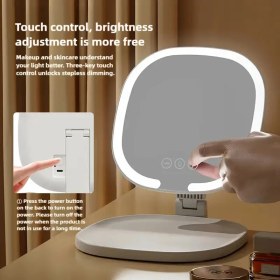 تصویر آینه آرایشی LED تاشو با نور قابل تنظیم و شارژ Type-C – مدل J01 