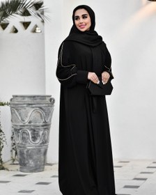 تصویر مانتو عبایی زنانه کرپ مشکی سایز ۳۸ تا ۶۰ 