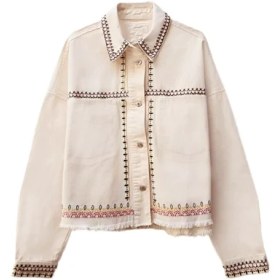 تصویر کت زارا مدل گلدوزی جنس کتان جین وارداتی 