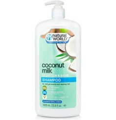 تصویر شامپو شیر نارگیل آبرسان و براق کننده مو حجم 1000 میل نچرال ورد Natural World Coconut Milk Hydration And Shine Shampoo