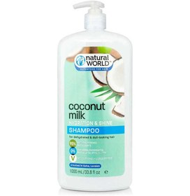 تصویر شامپو شیر نارگیل آبرسان و براق کننده مو حجم 1000 میل نچرال ورد ا Natural World Coconut Milk Hydration And Shine Shampoo Natural World Coconut Milk Hydration And Shine Shampoo