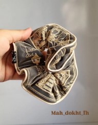 تصویر اسکرانچی گلدوزی مینیاتوری دولایه تور و ساتن 